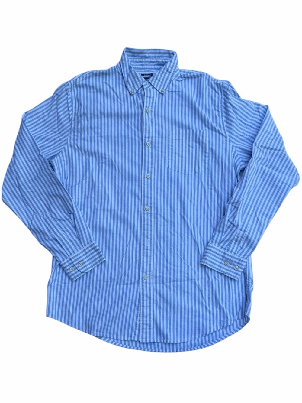 Crown & Ivy Classic Blue Stripe Button-Down Shirt - Men's M Classic Fit